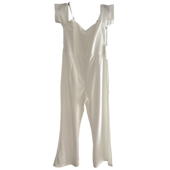 Haute Monde Pants - Haute Monde‎ White Off The Shoulder Sweetheart Neckline Jumpsuit